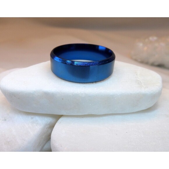 Mens Wedding Engagement Band Indigo Titanium Brushed Ring Sz 13 - Picture 3 of 3